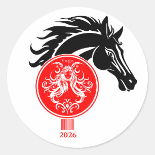 Sticker Rond Virgo x Année du Cheval 2026
