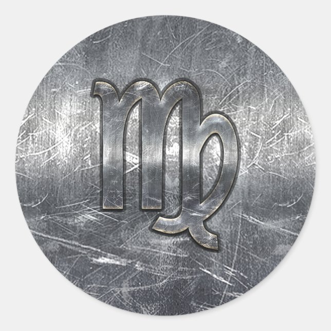 Sticker Rond Virgo Zodiac Sign dans Grunge Distressed Style Dec (Devant)
