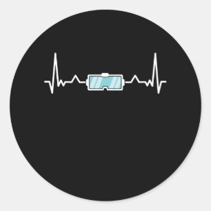 Sticker Rond Virtual Reality Gamer Heartbeat VR Cadeau