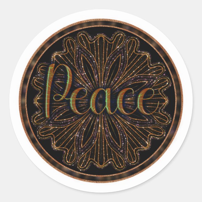 Sticker Rond Virtue Peace Mandala (Devant)