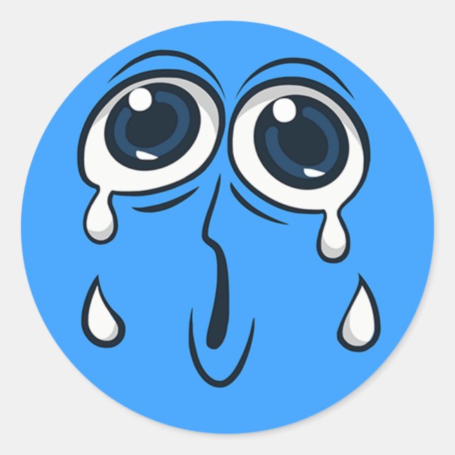 Sticker Rond Visage à pleurer (Devant)