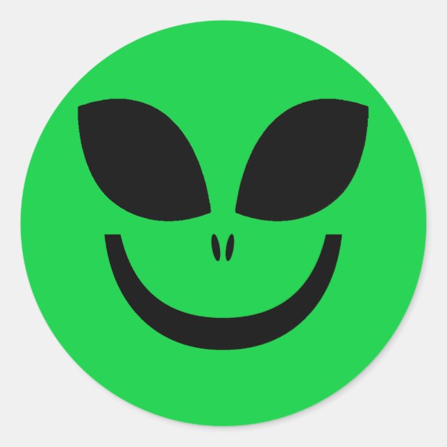 STICKER ROND VISAGE ALIEN VERT (Devant)