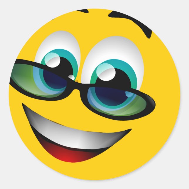 STICKER ROND VISAGE AUX VERRES (Devant)