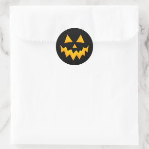 Sticker Rond Visage Citrouille brillant de Jack-o'-lantern Hall