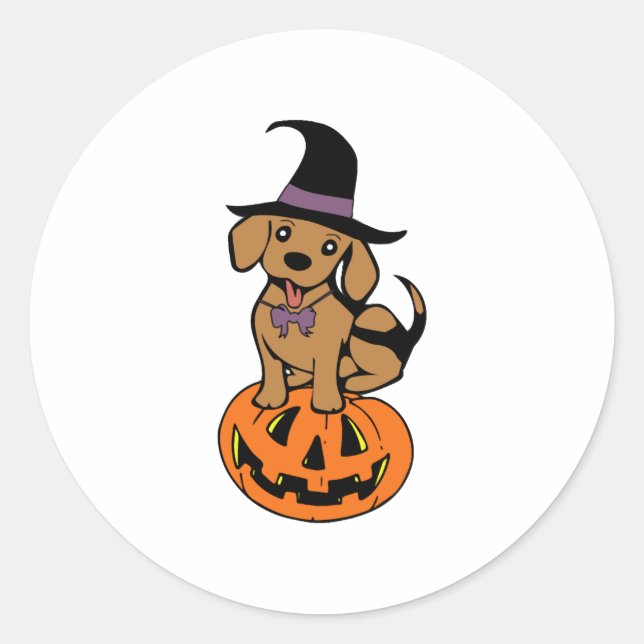 Sticker Rond visage citrouille de chien halloween (Devant)