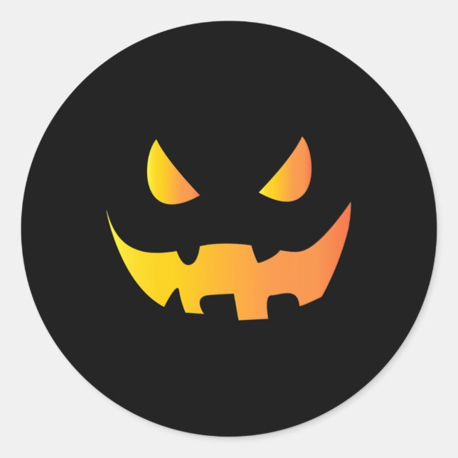 Sticker Rond Visage Citrouille effrayant pour Halloween (Devant)