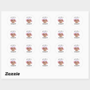 Sticker Rond Visage de bébé personnalisé avec photo et texte Gr