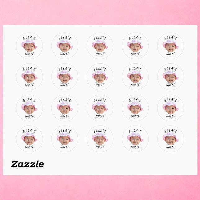 Sticker Rond Visage de bébé personnalisé avec photo et texte po (Créateur téléchargé)