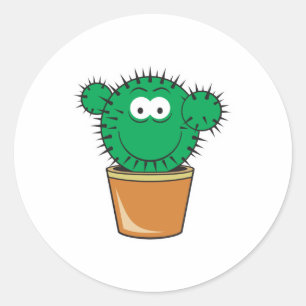 Sticker Rond Visage de cactus