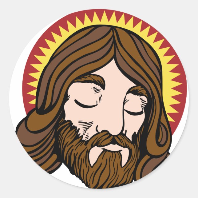 Sticker Rond Visage de caricature Jésus Christ (Devant)