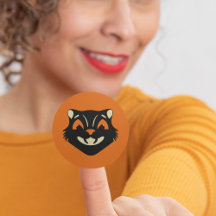 Visage de chat noir de style vintage sur Halloween