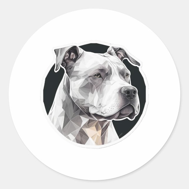 Sticker Rond Visage de chien Pitbull (Devant)