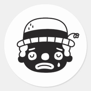 Sticker Rond Visage de clown triste