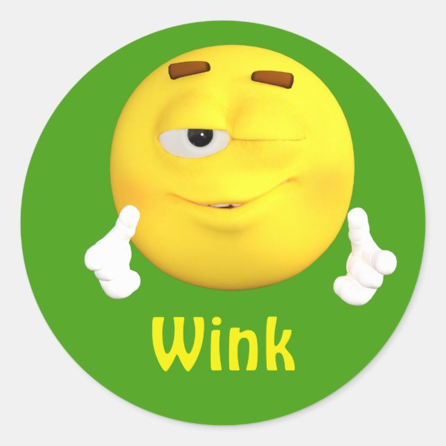 Sticker Rond Visage de dessin animé Emoji Wink (Devant)