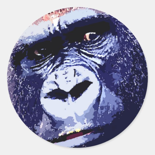 Sticker Rond Visage de Gorilla (Devant)