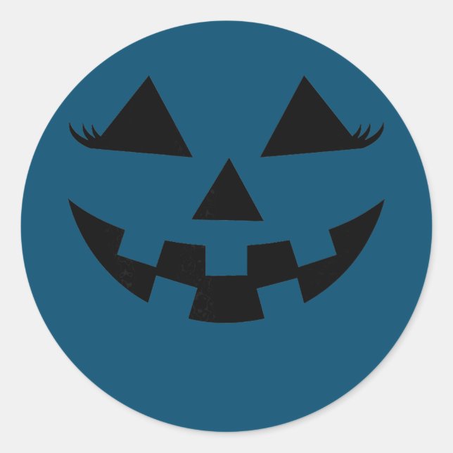 Sticker Rond Visage de Jack-o'-lantern citrouille avec des cils (Devant)