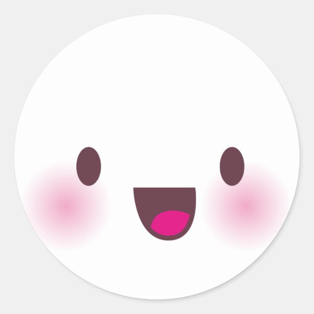 Sticker Rond visage de Kawaii (Devant)