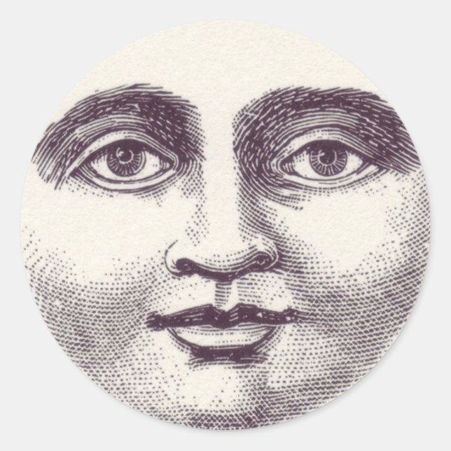 Sticker Rond Visage de la lune (Devant)