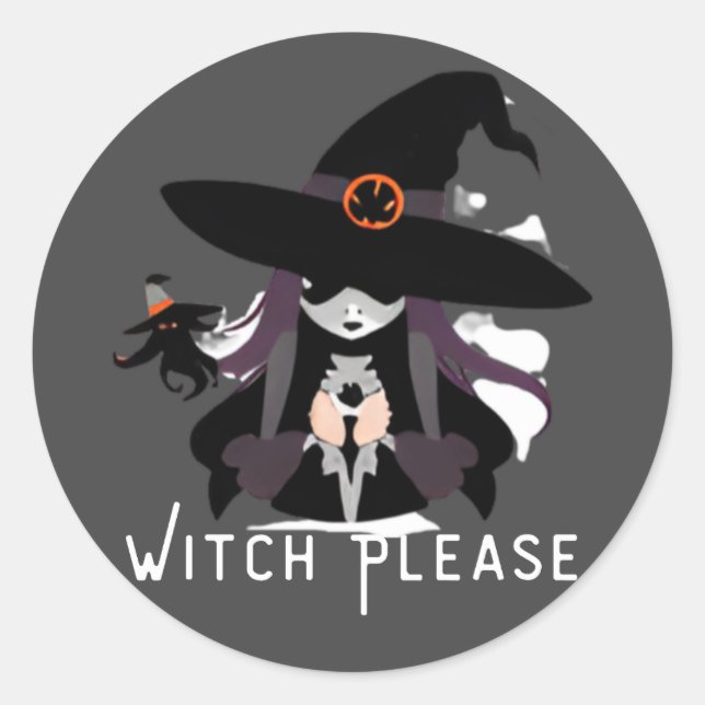 Sticker Rond Visage de la sorcière (Devant)