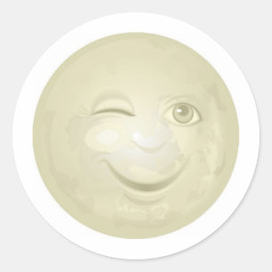 Sticker Rond Visage de lune de miel