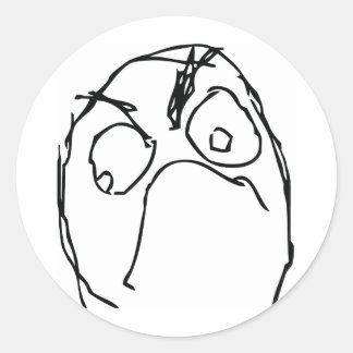 Sticker Rond Visage de mème malheureux en colère