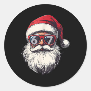Sticker Rond Visage de Père Noël 67 Noël Six Sept Bruh Meme