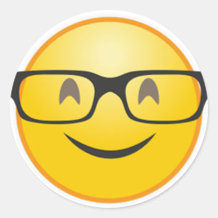 Sticker Rond Visage de sourire avec l'autocollant drôle d'emoji