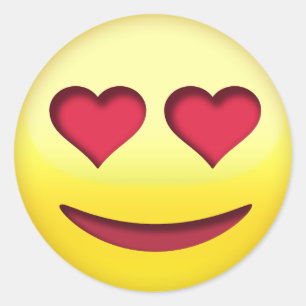 Sticker Rond Visage de sourire avec l'emoji drôle de yeux en