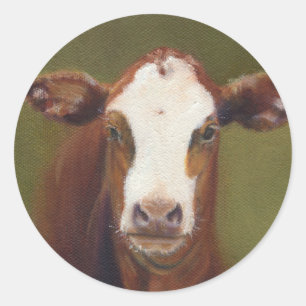 Sticker Rond Visage de vache