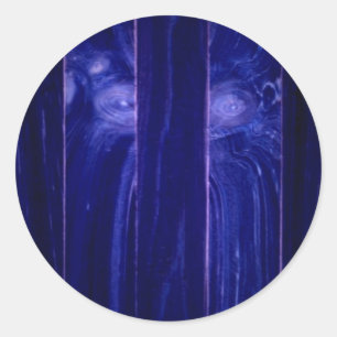 Sticker Rond Visage de Yeti dans une caisse en bois