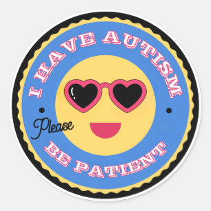 Sticker Rond Visage d'Emoji d'Acceptation de l'Autisme Avec Lun