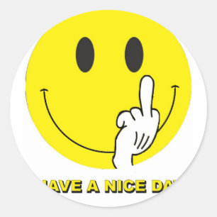 Sticker Rond visage donnant le doigt