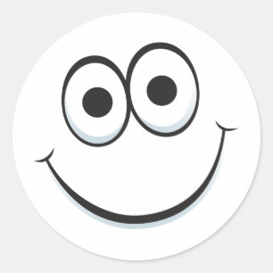 Sticker Rond Visage drôle de bande dessinée avec de grands
