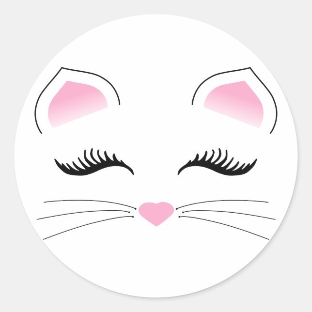 Sticker Rond Visage du chat Glam (Devant)