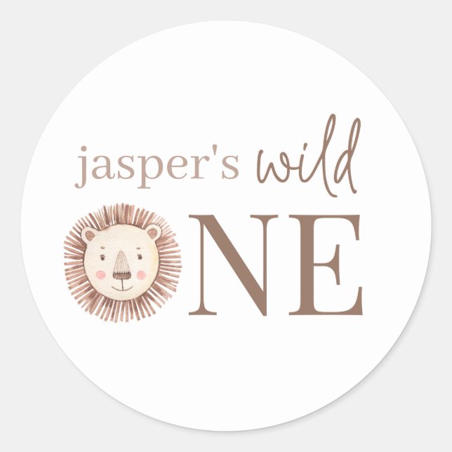 Sticker Rond Visage d'un lion sauvage (Devant)