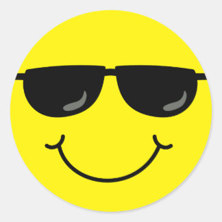 Sticker Rond Visage Emoji cool avec lunettes de soleil