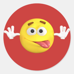 Sticker Rond Visage Emoji Sticking out Tongue Teasing