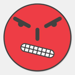 Sticker Rond Visage en colère