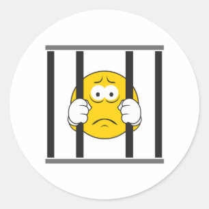 Sticker Rond Visage en prison