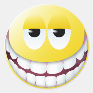 Sticker Rond Visage énorme de sourire