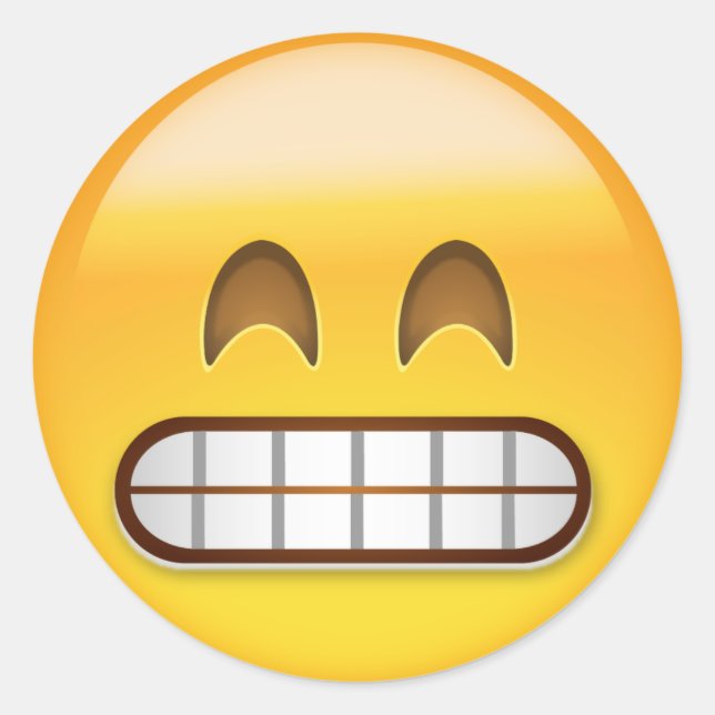 Sticker Rond Visage Grinning Avec Les Yeux Souriants Emoji (Devant)
