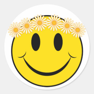 Sticker Rond Visage heureux de hippie