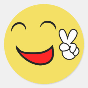 Sticker Rond Visage heureux de paix