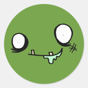 Sticker Rond Visage heureux de zombi