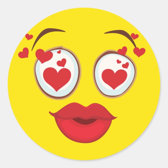 Sticker Rond Visage jaune baisant (Devant)