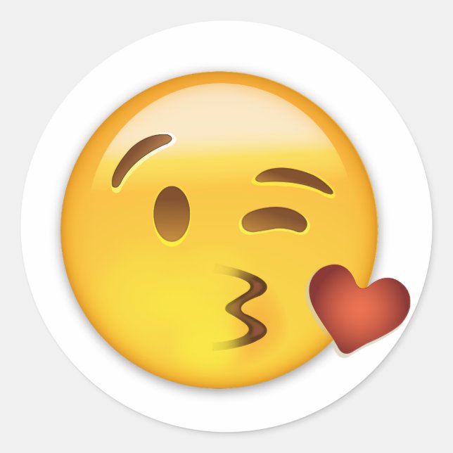 Sticker Rond Visage Jeter Un Baiser Emoji (Devant)
