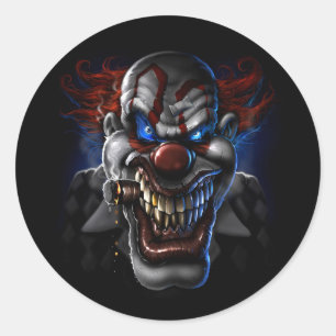 Sticker Rond Visage mauvais de clown