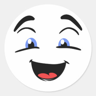 Sticker Rond Visage mignon avec yeux bleus