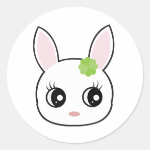 Sticker Rond Visage mignon de lapin