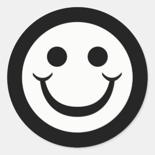 STICKER ROND VISAGE NOIR ET BLANC